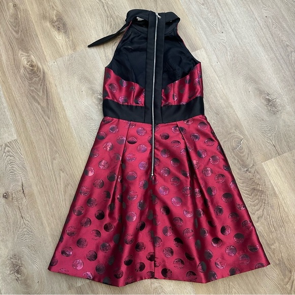 Theia Red Pleated Fit and Flare Cocktail Dress - Picture 8 of 10